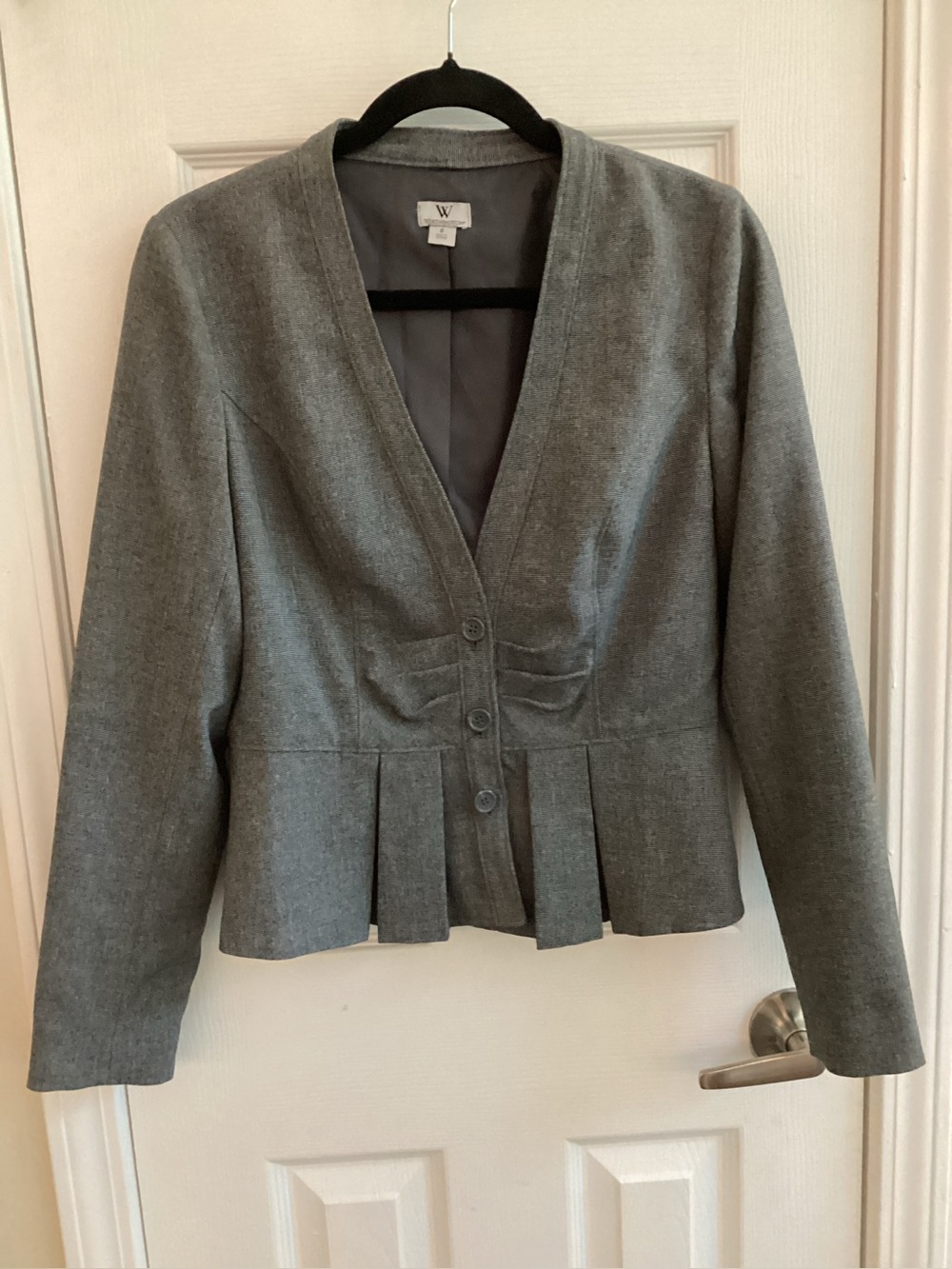 Vintage Y2k Gray Fitted Blazer Jacket Office Siren Size 8